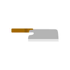 Sobakiri (soba cutter) or Udonkiri. Japanese kitchen knife flat design vector illustration isolated on white background. A traditional Japanese kitchen knife with a steel blade and wooden handle.