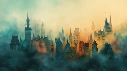 Fototapeta premium The forgotten city of Atlantis rises from the depths of the ocean.
