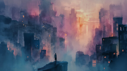 The image is a post-apocalyptic cityscape