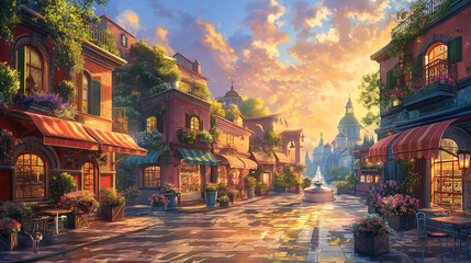 Obraz premium The photo shows a beautiful streetscape of a European city