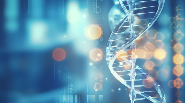 Human Biology and pharmaceutical technology on laboratory background. DNA background.