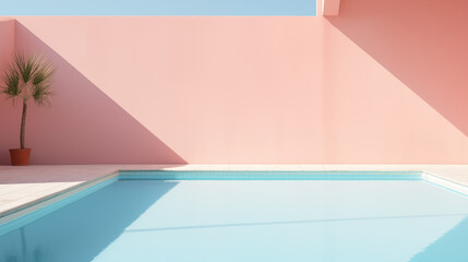 Swimming Pool With Pastel Light, Copy Space For Commercial Photography