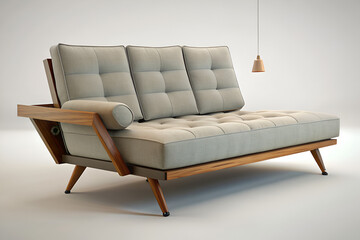 Scandinavian-style lounge sofa with adjustable backrest