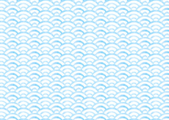 日本の伝統文様、青海波のパターン、手書きの水彩