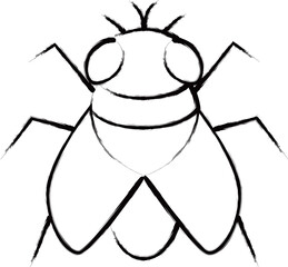 筆書きミニ昆虫イラストアイコン　蝿