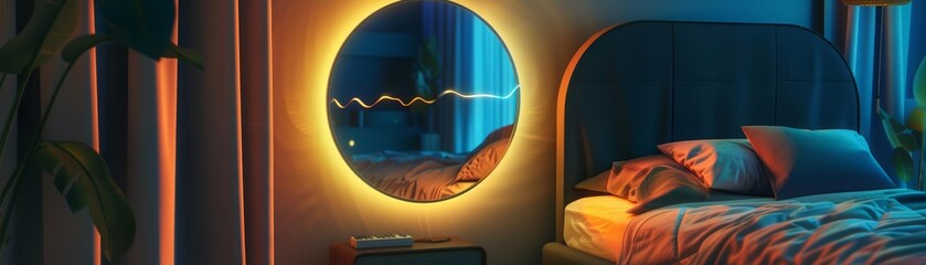 Soundwaves interfering in a cozy bedroom