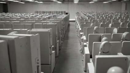 In a sea of solid white, a lone handsfree device stands out, silently awaiting its next connection ai_generated