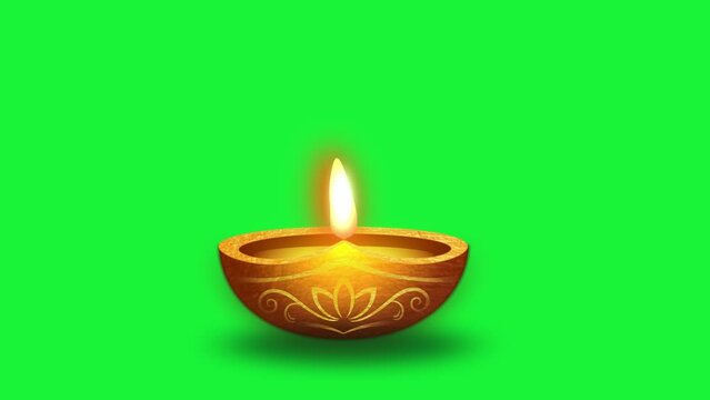Greenscreen lamp for festival of light, happy diwali. Diya 