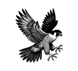 peregrine falcon hand drawn vector illustration graphic
