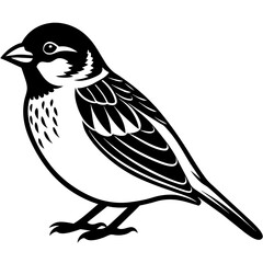 illustration of a bird sparrow vector silhouette