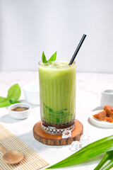 Indonesian Traditonal Drink Es Cendol with Coconut Milk and Palm Sugar