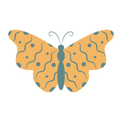 Adorable Butterfly with Cute Cartoon Design. Isolated Vector Illustration.