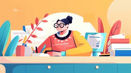 Obraz premium Illustration capturing the supervisory aspect of an Accounting Supervisor's role