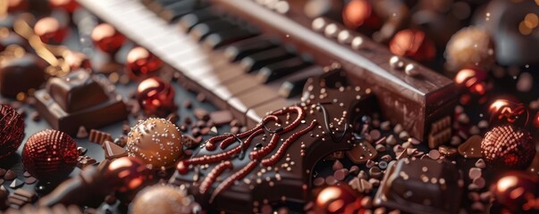 A chocolate music festival where instruments produce sounds and edible notes