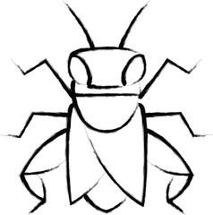 筆書きミニ昆虫イラストアイコン　バッタ