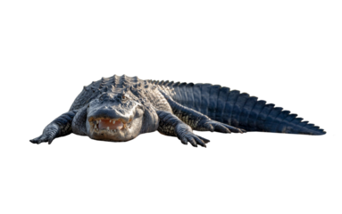 American alligator (Alligator mississippiensis) isolated from my original photo on a transparent background. Transparent PNG asset.