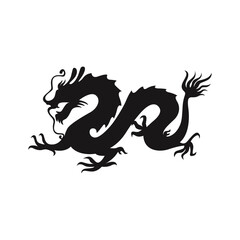 Chinese Dragon Silhouette on White Background. Chinese New Year Symbol. Vector Illustration Design