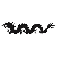 Chinese Dragon Silhouette on White Background. Chinese New Year Symbol. Vector Illustration Design
