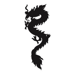 Chinese Dragon Silhouette on White Background. Chinese New Year Symbol. Vector Illustration Design