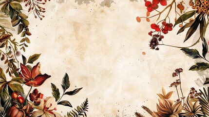 Delightful botanical frame on beige background social post design