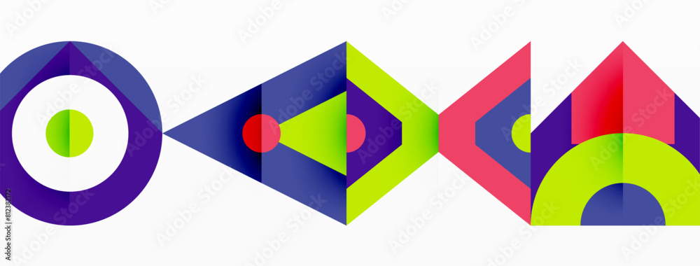 Aufkleber a creative logo design featuring triangles, circles, and a rectangle in electric blue on a white bac
