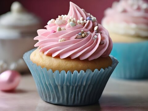 Cupcake with pink frosting