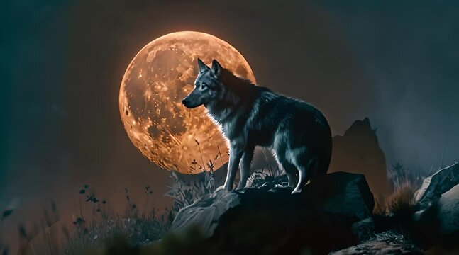 wolf howling at the moon