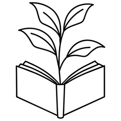 open book with leaves vector illustration