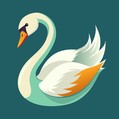 swan on the water vector illustration