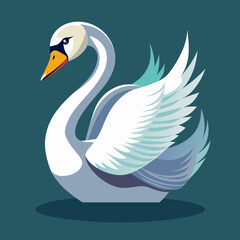 white swan on the water vector illustration