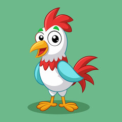 cartoon chicken with ribbon vector illustration