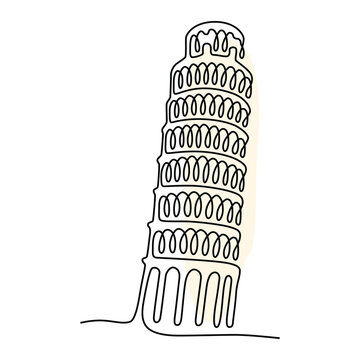recommend clip art: Continuous line art of pisa. Simple line art. One line vector