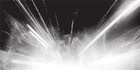 Halftone dots lightning explosion pop art comic background. Vector Illustration