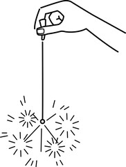 線香花火の線画イラスト