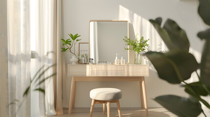 Contemporary Scandinavian Style Vanity and Mirror Interior Design