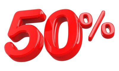 50 percent red 3d render