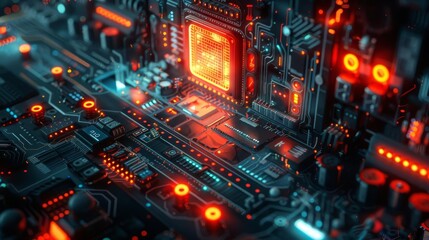 A depiction of a quantum computer running simulations to find the optimal solutions for reducing global carbon footprints