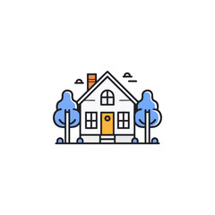 flat vector illustration of house property cottage line icon