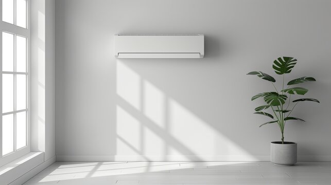 Room with an ac splitter on the wall 