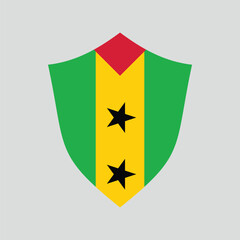 Sao Tome and Principe Flag in Shield Shape