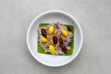 Sweet black sticky rice with grains. Thai dessert