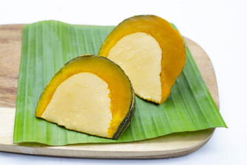 Egg custard steamed in pumpkin