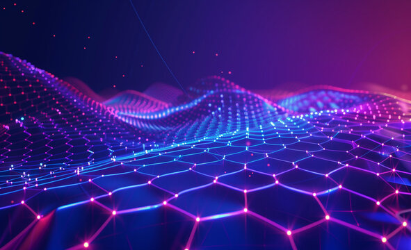 exa Hues Abstract Background with Glowing Polygons