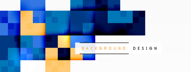 The rectangular pattern on the blue and yellow background creates a symmetrical design with parallel squares. The electric blue and magenta tints add a bold touch to the flooring material property