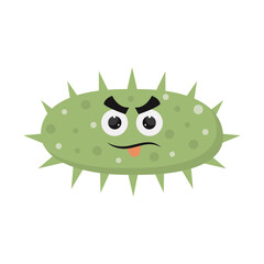 Cute and Funny Bacteria Virus Character. with Cartoon Design Style. Isolated Vector
