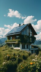 house in the mountains - obrazy, fototapety, plakaty