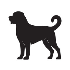 isolated black silhouette of a dog collection, Set of dog silhouette vector. Dogs and puppies in different breed, corgi, golden retriever, poses, sitting, standing, jump