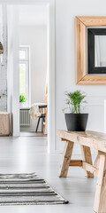 Scandinavian minimalist interiors composition with minimal furniture and neutral tones.