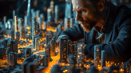 City Planning for Residential Expansion in the Futuristic Metropolis description This image depicts a professional in the real estate industry