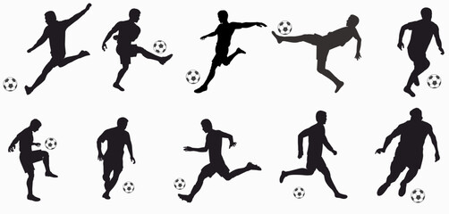 Soccer player silhouette. Ball, kick, goal keeper, gloves, save, freekick. 